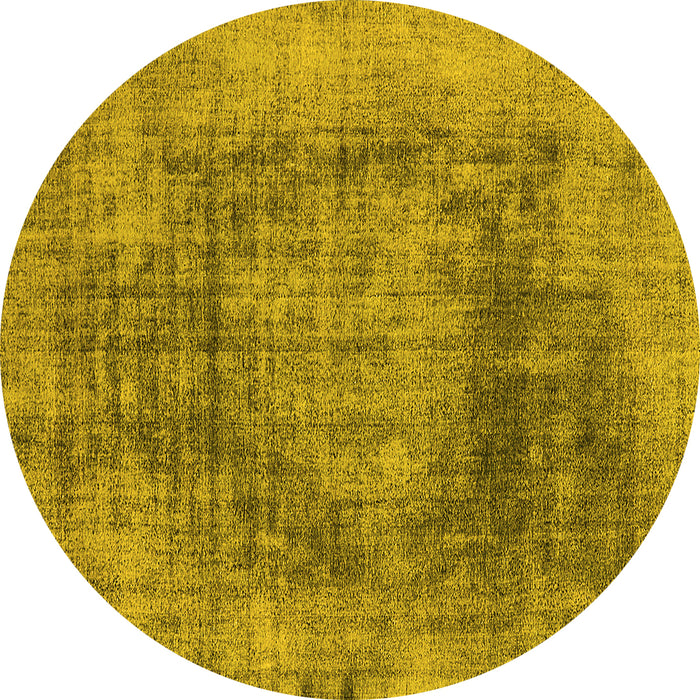 Round Machine Washable Oriental Yellow Industrial Rug, wshurb2195yw