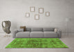 Machine Washable Oriental Green Industrial Area Rugs in a Living Room,, wshurb2196grn