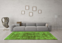 Machine Washable Oriental Green Industrial Rug, wshurb2196grn