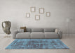 Machine Washable Oriental Light Blue Industrial Rug in a Living Room, wshurb2196lblu