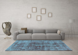 Machine Washable Oriental Light Blue Industrial Rug in a Living Room, wshurb2196lblu