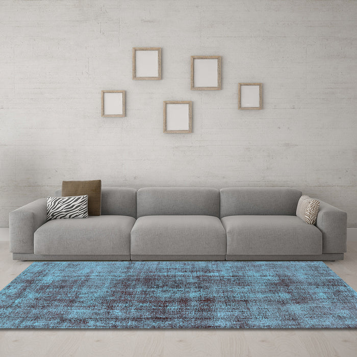 Machine Washable Oriental Light Blue Industrial Rug in a Living Room, wshurb2196lblu