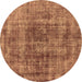 Round Oriental Brown Industrial Rug, urb2196brn