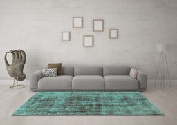 Machine Washable Oriental Turquoise Industrial Area Rugs in a Living Room,, wshurb2196turq
