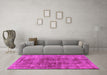 Machine Washable Oriental Pink Industrial Rug in a Living Room, wshurb2196pnk