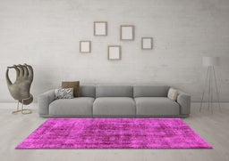 Machine Washable Oriental Pink Industrial Rug in a Living Room, wshurb2196pnk