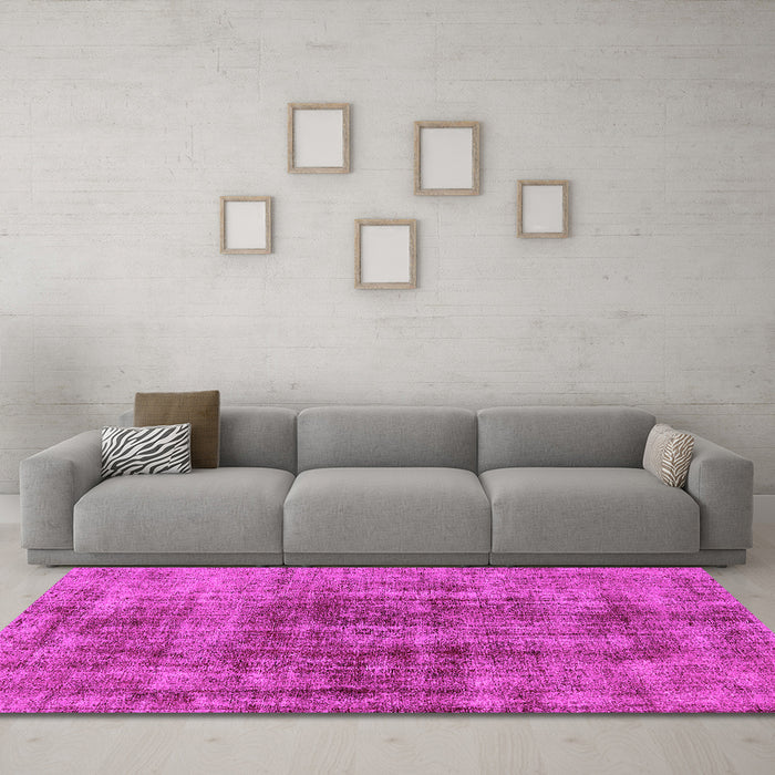 Machine Washable Oriental Pink Industrial Rug in a Living Room, wshurb2196pnk