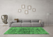 Machine Washable Oriental Emerald Green Industrial Area Rugs in a Living Room,, wshurb2196emgrn