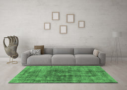 Machine Washable Oriental Emerald Green Industrial Area Rugs in a Living Room,, wshurb2196emgrn