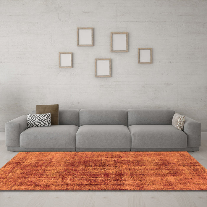 Machine Washable Oriental Orange Industrial Area Rugs in a Living Room, wshurb2196org
