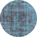 Round Oriental Light Blue Industrial Rug, urb2196lblu