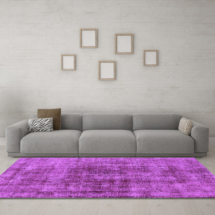 Machine Washable Oriental Purple Industrial Area Rugs in a Living Room, wshurb2196pur