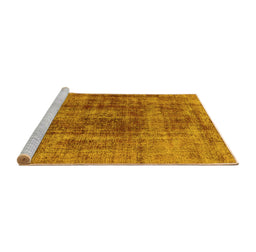 Sideview of Machine Washable Oriental Yellow Industrial Rug, wshurb2196yw