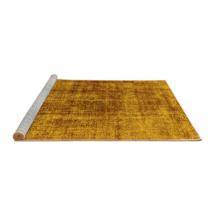 Sideview of Machine Washable Oriental Yellow Industrial Rug, wshurb2196yw