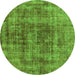 Round Oriental Green Industrial Rug, urb2196grn