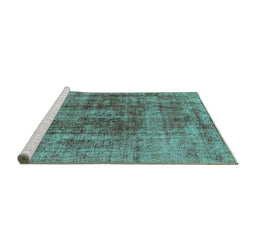Sideview of Machine Washable Oriental Turquoise Industrial Area Rugs, wshurb2196turq