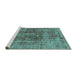 Sideview of Machine Washable Oriental Turquoise Industrial Area Rugs, wshurb2196turq