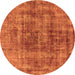 Round Machine Washable Oriental Orange Industrial Area Rugs, wshurb2196org