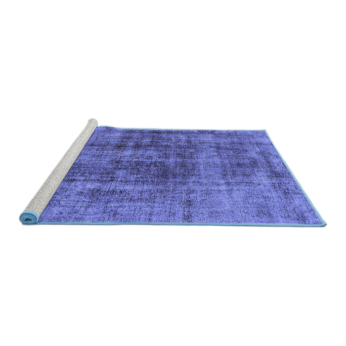 Sideview of Machine Washable Oriental Blue Industrial Rug, wshurb2196blu