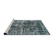 Sideview of Machine Washable Industrial Modern Blue Moss Green Rug, wshurb2197