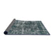 Sideview of Mid-Century Modern Blue Moss Green Oriental Rug, urb2197