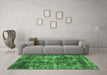 Machine Washable Oriental Emerald Green Industrial Area Rugs in a Living Room,, wshurb2197emgrn