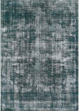 Machine Washable Industrial Modern Blue Moss Green Rug, wshurb2197
