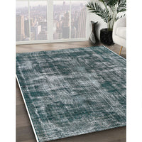 Mid-Century Modern Blue Moss Green Oriental Rug, urb2197