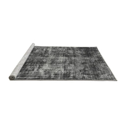 Sideview of Machine Washable Oriental Gray Industrial Rug, wshurb2197gry
