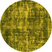 Round Oriental Yellow Industrial Rug, urb2197yw