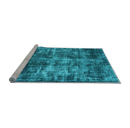 Sideview of Machine Washable Oriental Light Blue Industrial Rug, wshurb2197lblu