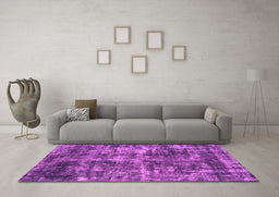 Machine Washable Oriental Pink Industrial Rug in a Living Room, wshurb2197pnk