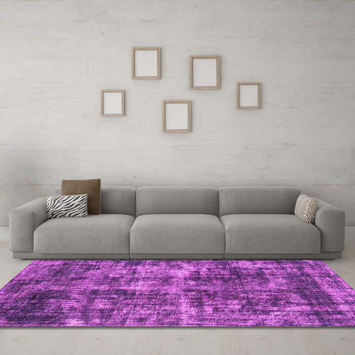 Machine Washable Oriental Pink Industrial Rug in a Living Room, wshurb2197pnk