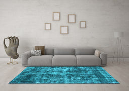Machine Washable Oriental Light Blue Industrial Rug in a Living Room, wshurb2197lblu