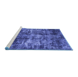Sideview of Machine Washable Oriental Blue Industrial Rug, wshurb2197blu