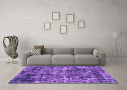 Machine Washable Oriental Purple Industrial Area Rugs in a Living Room, wshurb2197pur