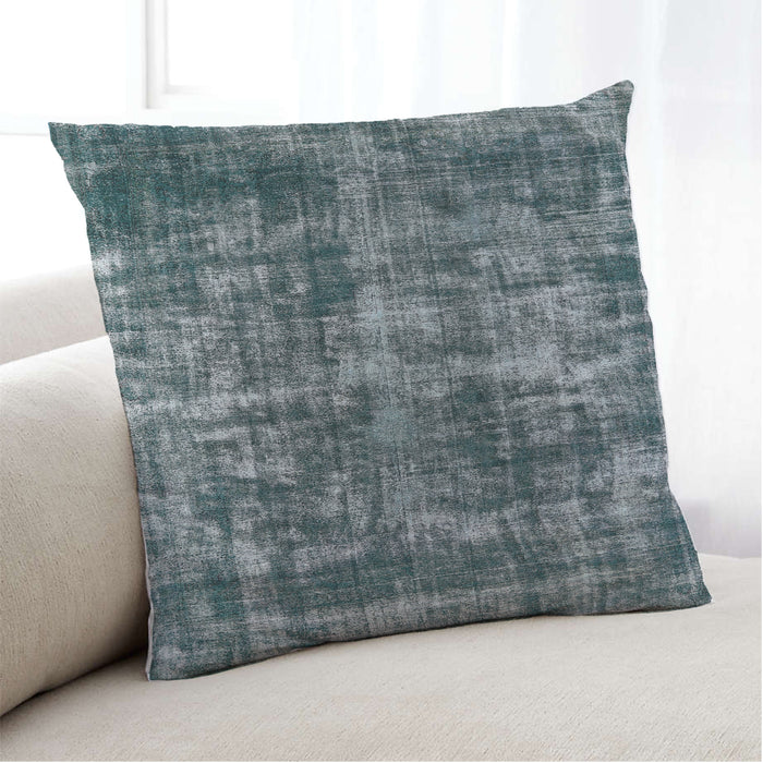 Lifestyle Image of Mid-Century Modern Urban Square Blue Moss Green Throw Pillow, 18 inch by 18 inch, pwurb2197