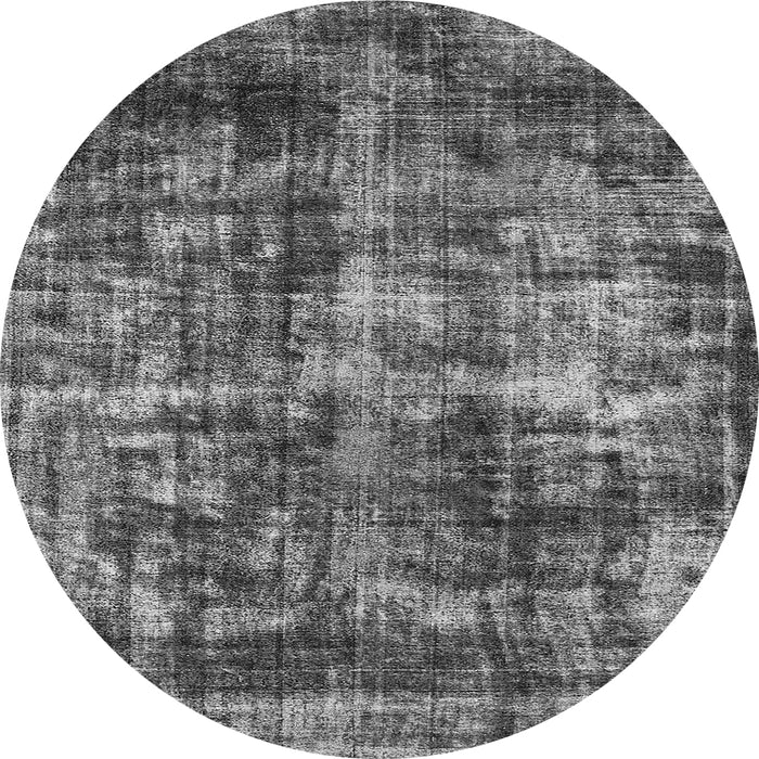 Round Machine Washable Oriental Gray Industrial Rug, wshurb2197gry