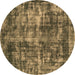 Round Oriental Brown Industrial Rug, urb2197brn