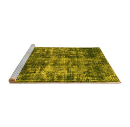 Sideview of Machine Washable Oriental Yellow Industrial Rug, wshurb2197yw