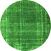 Round Oriental Green Industrial Rug, urb2198grn