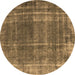 Round Oriental Brown Industrial Rug, urb2198brn