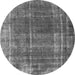 Round Machine Washable Oriental Gray Industrial Rug, wshurb2198gry