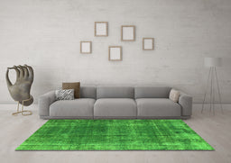Machine Washable Oriental Green Industrial Area Rugs in a Living Room,, wshurb2198grn
