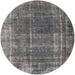 Round Machine Washable Industrial Modern Gray Rug, wshurb2198