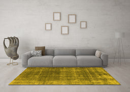 Machine Washable Oriental Yellow Industrial Rug in a Living Room, wshurb2198yw