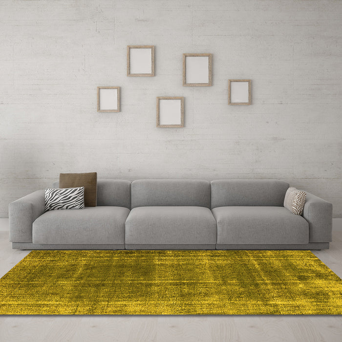 Machine Washable Oriental Yellow Industrial Rug in a Living Room, wshurb2198yw