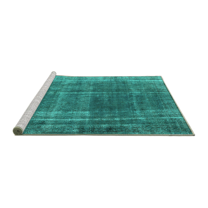 Sideview of Machine Washable Oriental Turquoise Industrial Area Rugs, wshurb2198turq