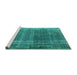 Sideview of Machine Washable Oriental Turquoise Industrial Area Rugs, wshurb2198turq