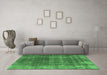 Machine Washable Oriental Emerald Green Industrial Area Rugs in a Living Room,, wshurb2198emgrn